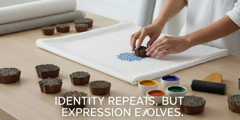 Decoding Block Printing : Identity Repeats but Expression Evolves