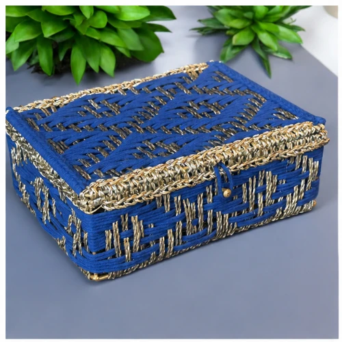 Durable and Stylish Jute Storage Hamper Basket with Lid | Organizer Box | Multipurpose Utility Box | 13 × 9 × 4 Inch